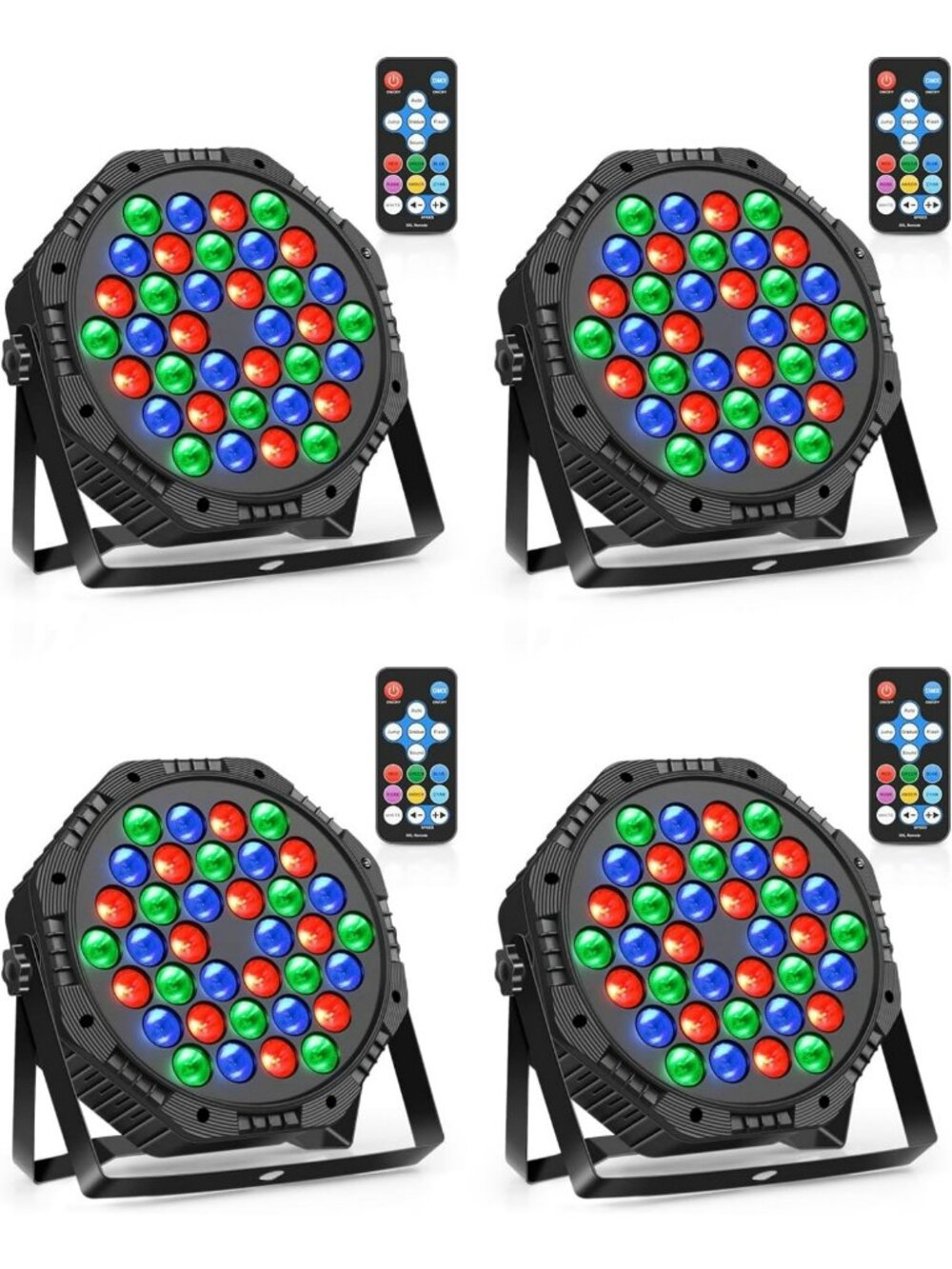 4 Pack LED Par Lights - RGB Sound Activated DMX Uplights for Party, Wedding
